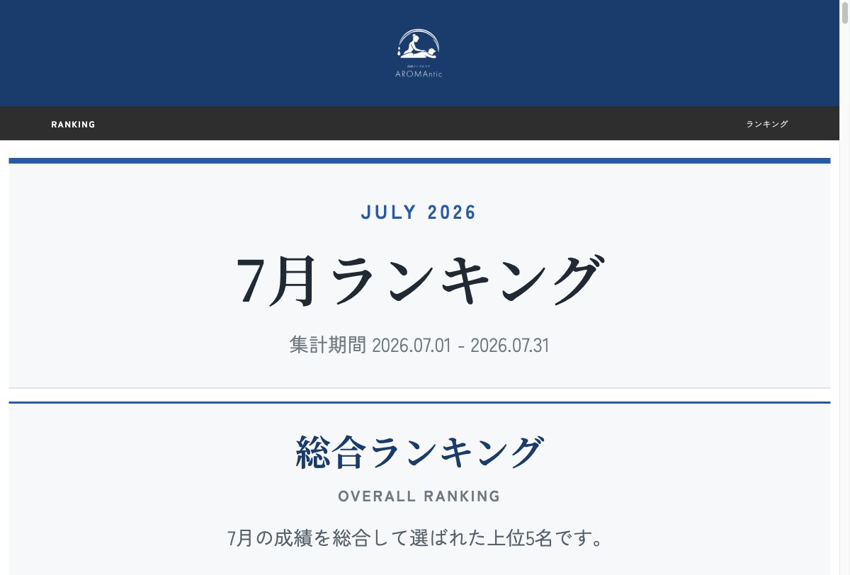 AROMAntic 2026年7月 月間ランキング