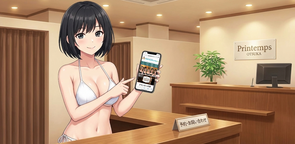 プランタン大塚のセラピスト「ぷらこちゃん」がお問い合わせ方法に関して案内