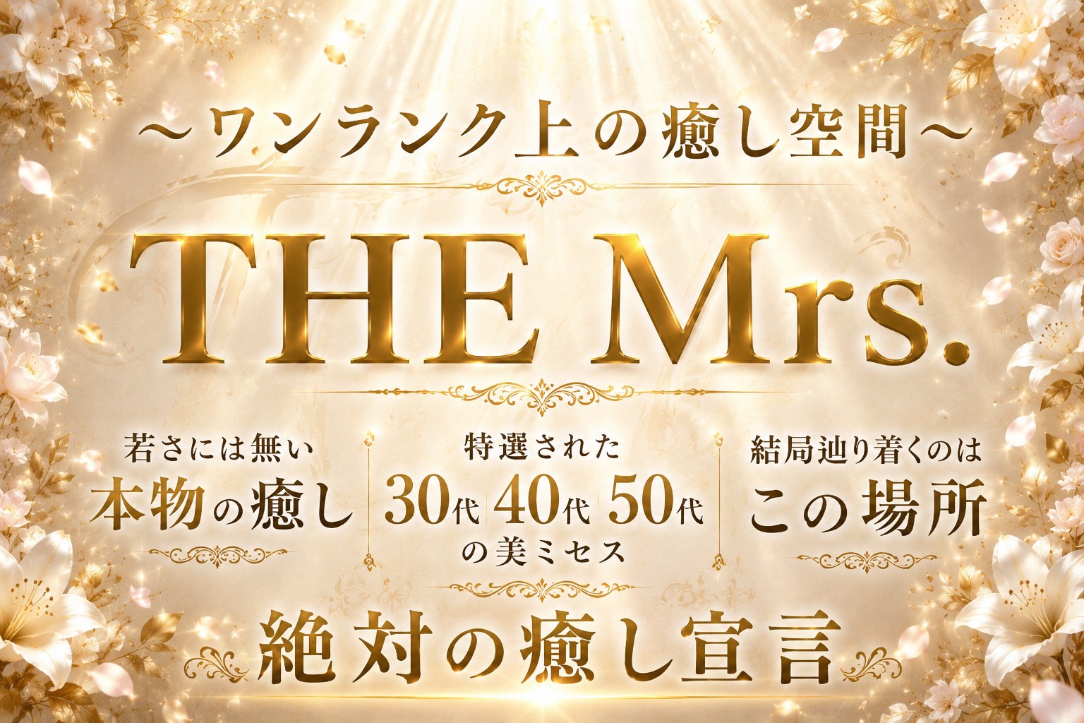 7/23〜大幅リニューアル❣|｜THE Mrs.（ザ・ミセス）〜ワンランク上の癒やし空間〜